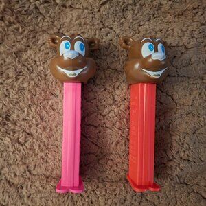 2x VERY RARE Misfit PEZ Brown Bear Neon Stems Brown Head - Retired 1990's